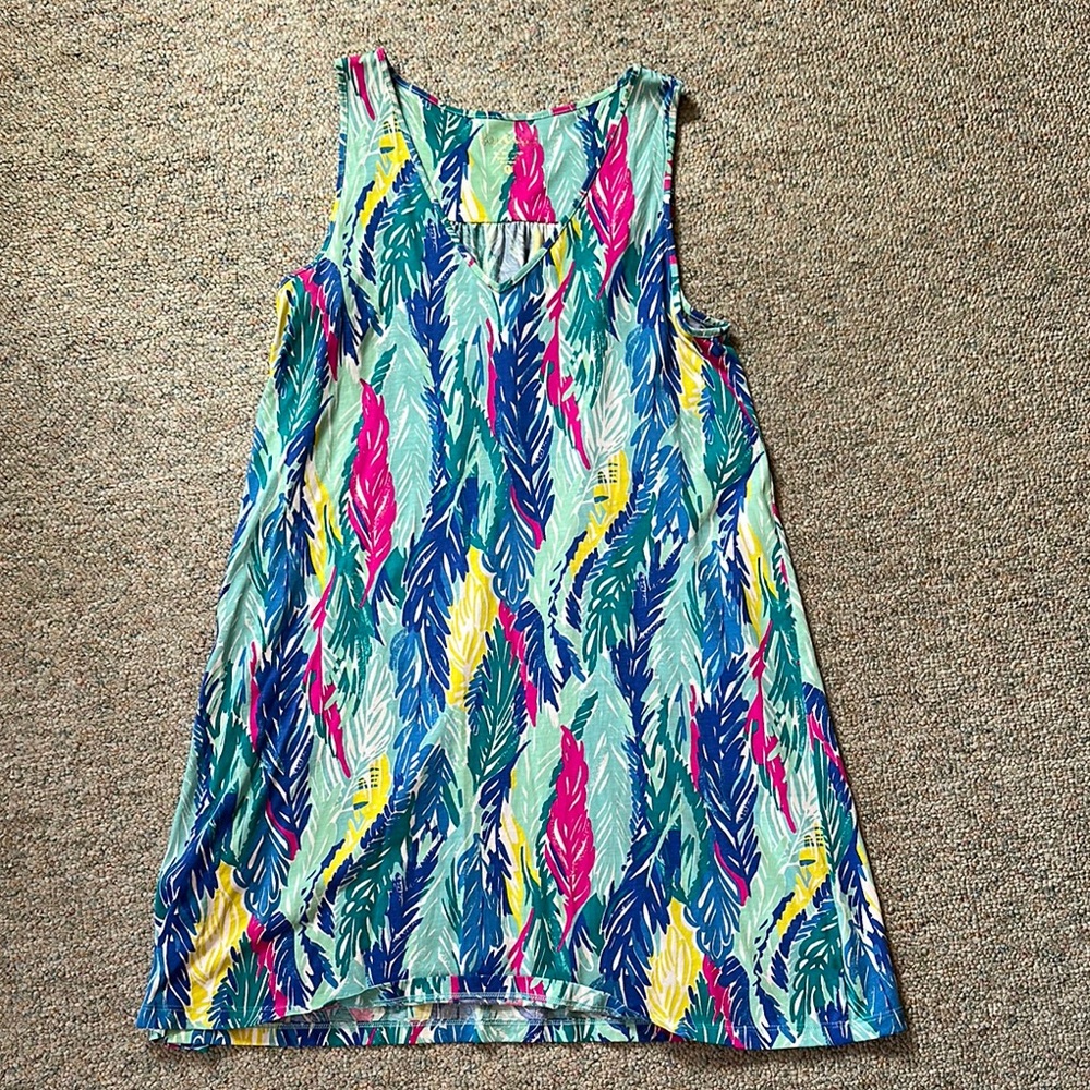 Lilly Pulitzer Multicolor Feather Print V Neck Dress